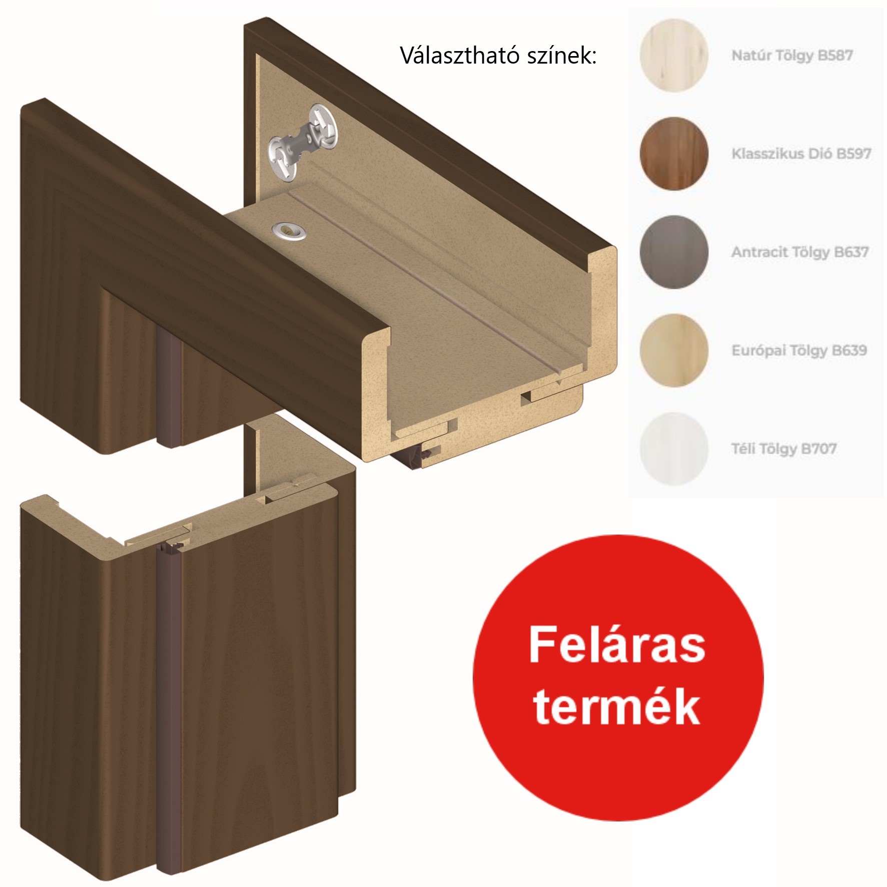 Téli Tölgy teli 75x210 beltéri ajtó Lap + Tok bal